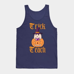 Trick Or Teach Ghost With Witch Hat Tank Top